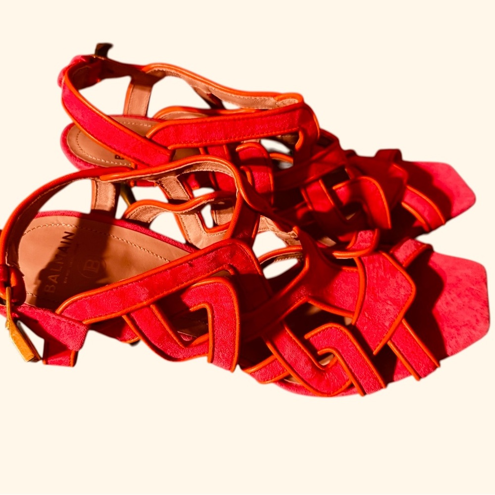 Urania Suede Sandal Balmain US size 6 - Picture 3 of 8